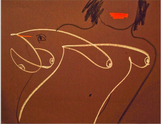 Aldona Gustas/ Browse Gallery / Zeichnung aus der Serie "Mundfrauen"