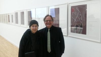 Aldona Gustas and detlef gericke previewing the exhibition Mundfrauen in Vilnius