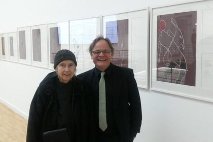 Aldona Gustas and detlef gericke previewing the exhibition Mundfrauen in Vilnius