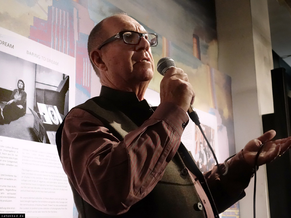 Creative Director Pink Floyd and founder of Hipgnosis, Aubrey Powell speaks at the opening of Browse Galllery exhibition "Daring to Dream. 50 Years of Hipgnosis". Photo: Jan Sobottka